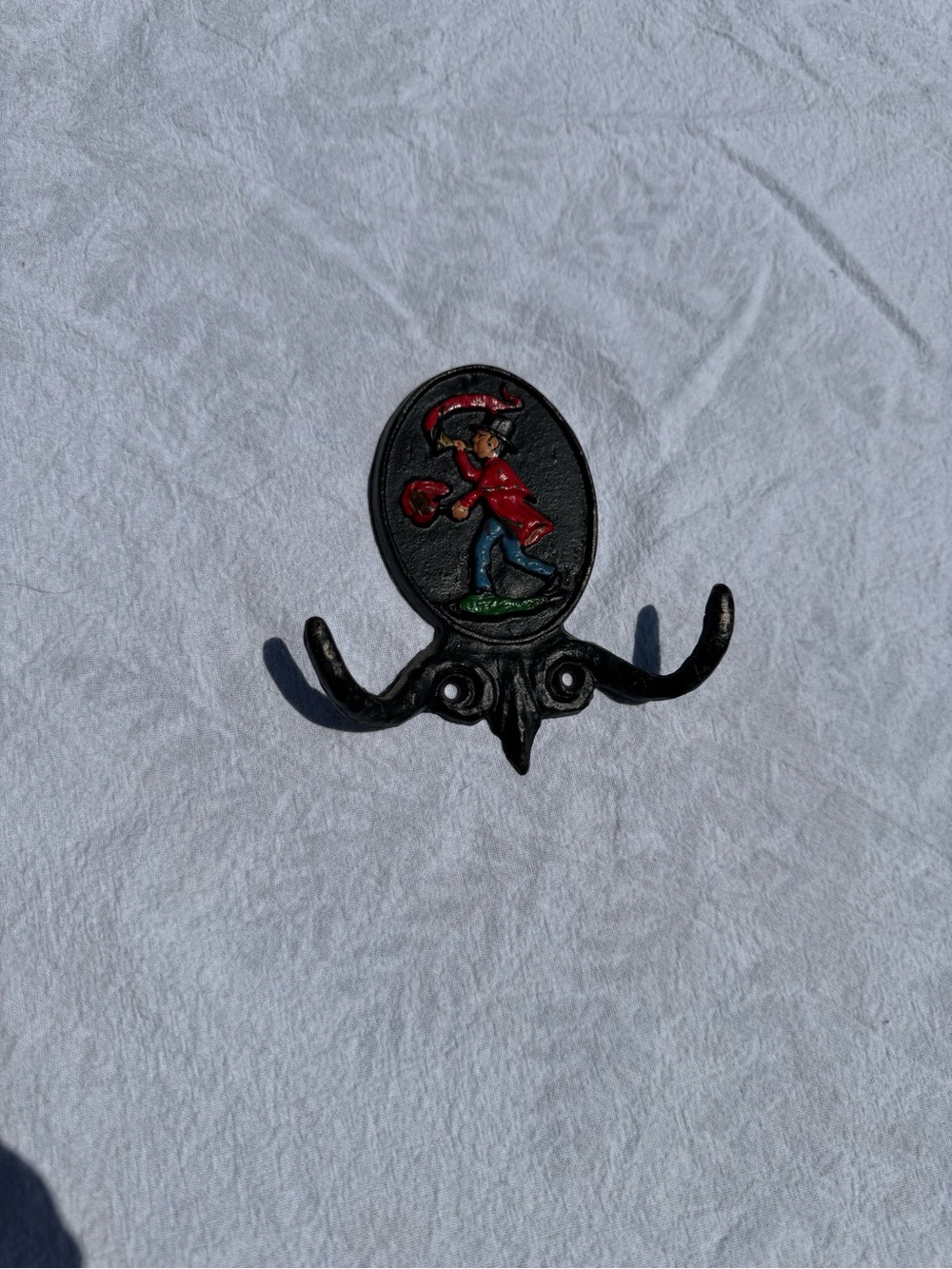 Vintage Cast Iron Colonil Fireman Double Wall Hook